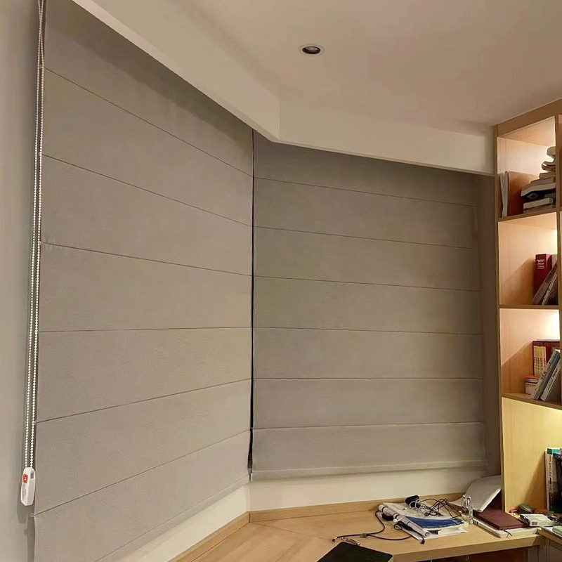 双层日夜罗马帘折叠帘p客厅卧室书房卧室全遮光半透光电动遥控智 - 图1