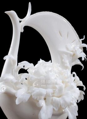 丹凤呈祥德化白瓷陶瓷花卉手工捏花客厅居家办公室摆件装饰礼品
