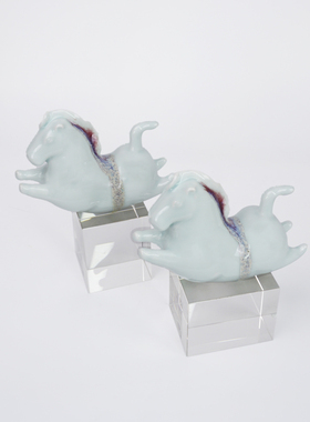 新中式陶瓷马摆件样板间室内客厅茶几书房办公室书柜软装饰品摆设