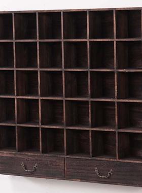 5V日式置物架实木客厅壁挂收纳格子茶壶茶杯展示架杯托摆件茶道架