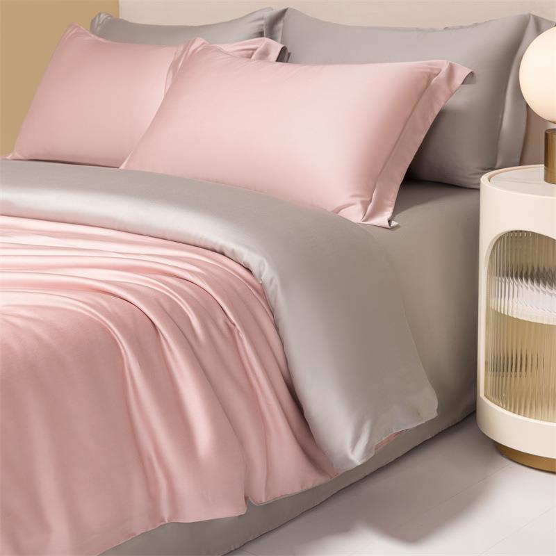 160支兰精天丝四件套Tencel莱赛尔夏季纯色高档冰丝床单被套床品 - 图2