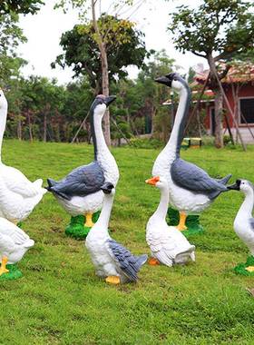 户外庭院仿真大白鹅摆件园林景观草坪装饰小品动物玻璃钢雕塑