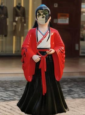 户外中式玻璃钢落地雕塑人物镂空大型网红拍照广场雕塑模型大摆件