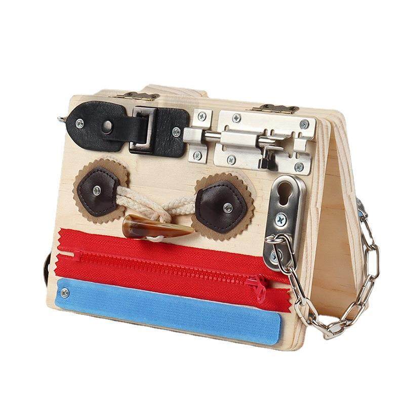 儿童蒙氏趣味折叠忙碌板宝宝启蒙早教具益智开锁木质忙碌块玩具,淘宝优惠券,粉丝福利购,淘宝优惠卷