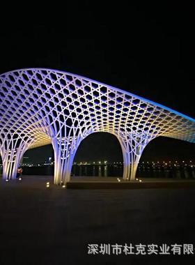 大型不锈钢廊架景观雕塑户外异形创意金属凉亭公园文化长廊廊架