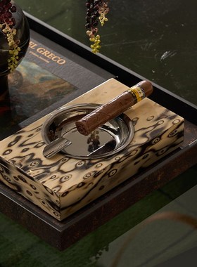 高档酒店会所茶几软装布置雪茄烟灰缸高端大气上档次高级感摆件