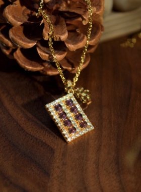 新中式气质高级鸢尾花算盘项链女