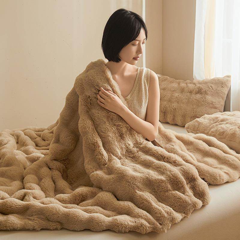 仿兔毛绒毯被冬季加厚双层盖腿毯床单珊瑚绒办公室午睡沙发小毯子,淘宝优惠券,粉丝福利购,淘宝优惠卷