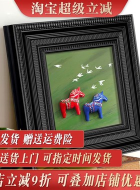 法式中古风玄关摆件客厅复古背景墙小众艺术N立体浮雕挂画墨绿色