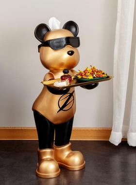 大型落地闪电熊客厅摆件托盘电视柜两边软装饰品大厅玄关入户门口