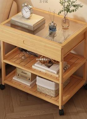 简易玻璃床头柜床头小桌子家用储物柜耐用置物柜茶水柜小柜子