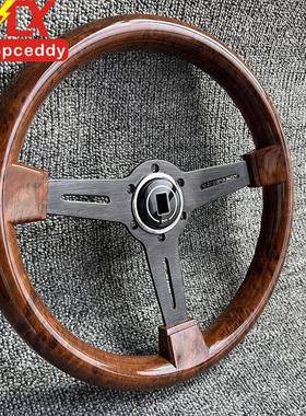 热销14寸桃木款ABS汽车改装复古方向盘孔距70mm竞技赛车通用