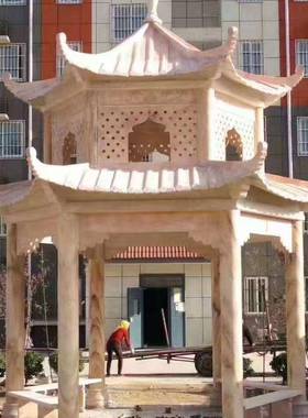 小区石凉亭广场景区景观石亭古建中式双层天然大理石凉亭欧式遮阳