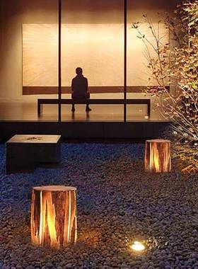 太阳能草坪灯户外防水庭院公园景观灯树脂仿真花园装饰发光树桩灯