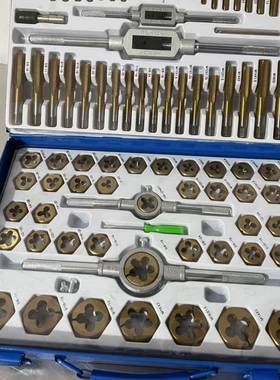 86件丝锥板牙套装镀钛材质螺丝攻牙攻丝绞手扳手公英制