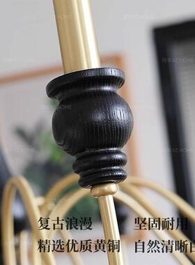 美式全铜客厅吊灯复古蜡烛灯大厅主灯实木法式中古风餐厅卧室灯具