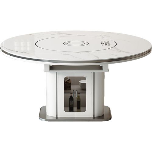 岛台餐桌椅组合一体轻奢现代简约多功能电磁炉可伸缩方圆两用餐桌 - 图3