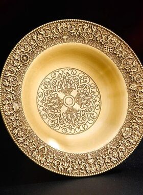 尼泊尔纯铜八吉祥雕花护法杯家用供具黄铜贡酒杯供护杯供茶杯大号