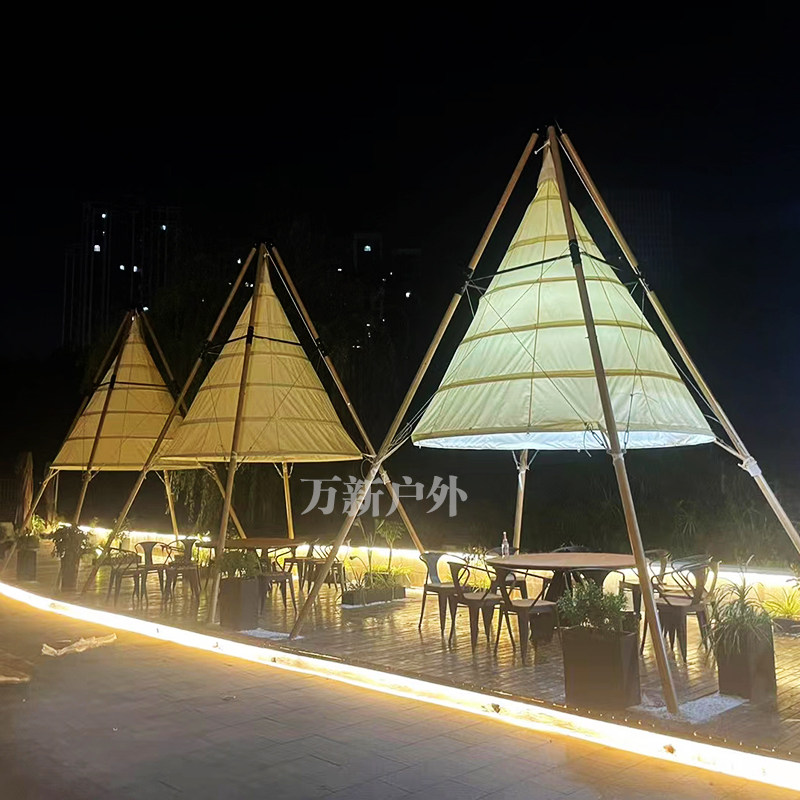 户外网红打卡竹节帐篷营地酒店锥形度假村灯笼天幕遮阳露营风酒吧,淘宝优惠券,粉丝福利购,淘宝优惠卷