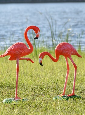 玻璃钢仿真火烈鸟雕塑户外园林景观庭院水池造景婚W礼橱窗装饰摆