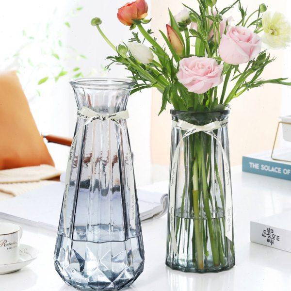 【二件套】大号玻璃花瓶透明水培鲜花富贵竹百合花瓶客厅插花摆件,淘宝优惠券,粉丝福利购,淘宝优惠卷