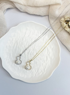 珍珠葫芦项链女s925纯银链轻奢新中式多巴胺项链福禄项链