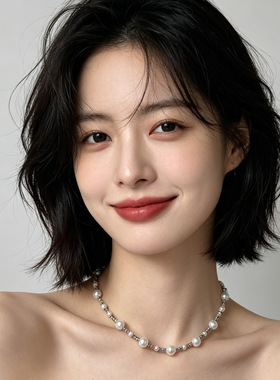 澳母贝珠珍珠项链女媲美海水澳白色切花满天星轻奢精致饰品礼物