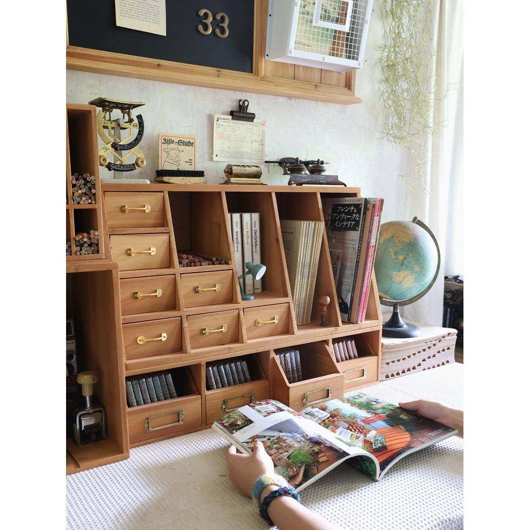 BK9K叁杉家居手账书桌木质抽屉收纳盒文具彩铅复古桌面分隔书,淘宝优惠券,粉丝福利购,淘宝优惠卷