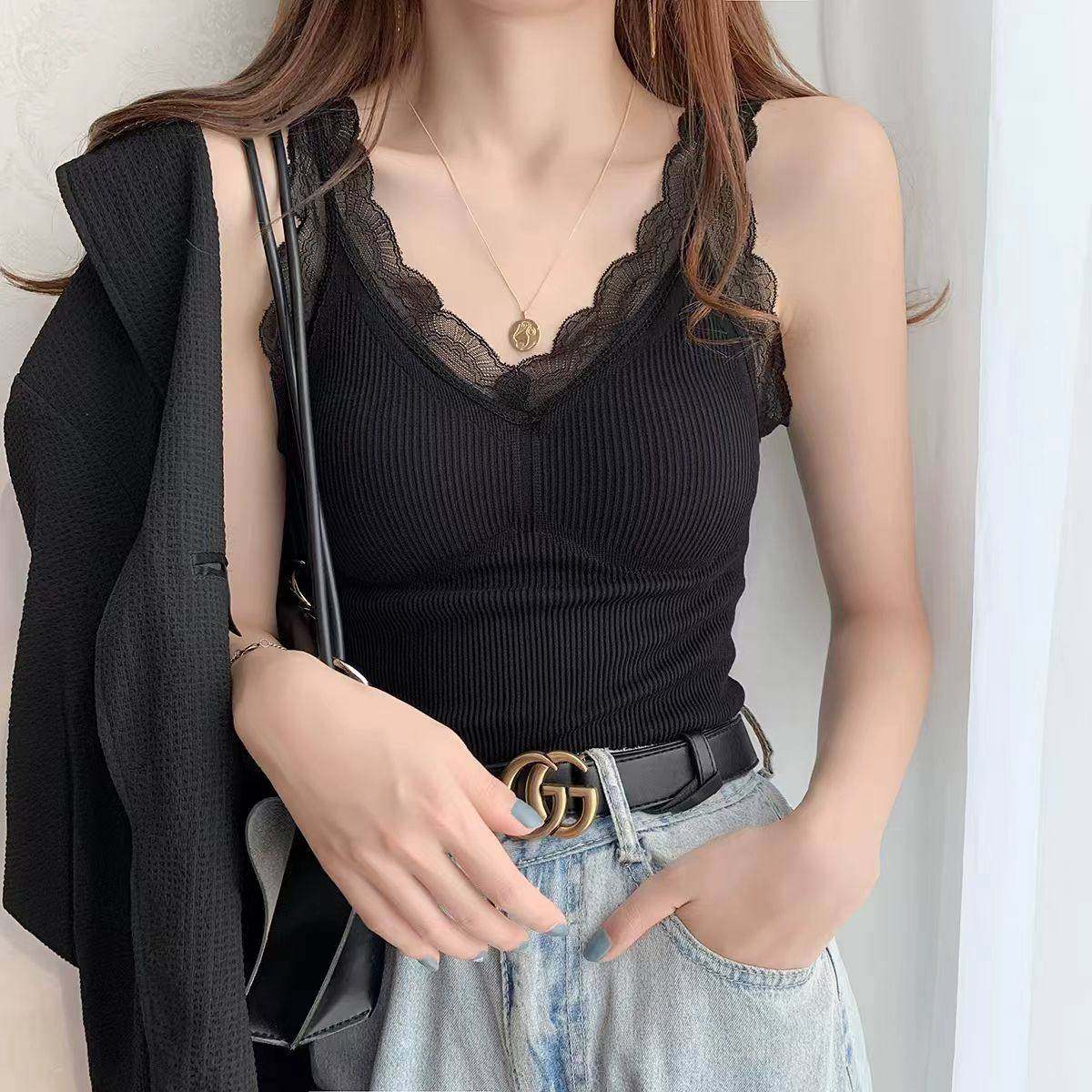 秋冬加绒加厚款保暖背心女2025新款V领蕾丝性感修身显瘦打底内搭,淘宝优惠券,粉丝福利购,淘宝优惠卷