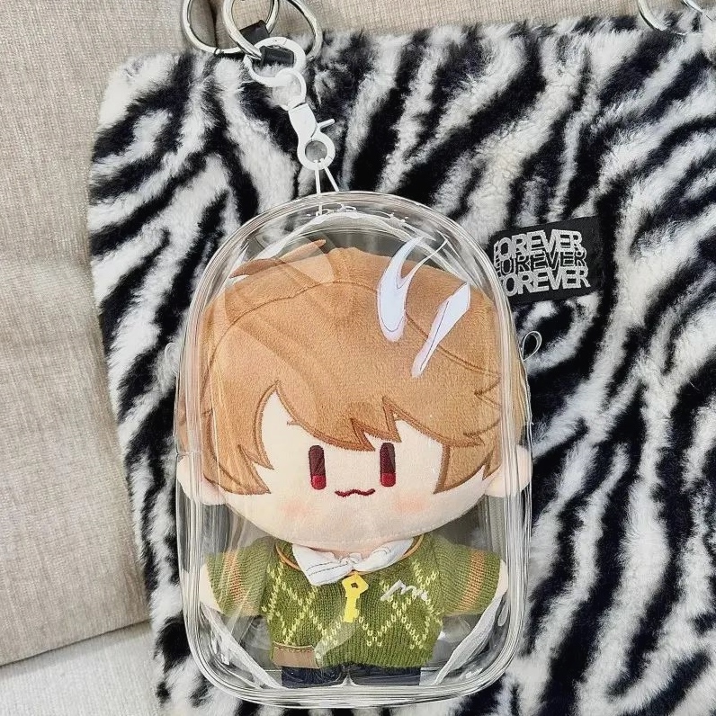 15cm20cm棉花娃娃痛包加厚版高透毛绒玩偶外出防尘晒娃包PVC透明 - 图0