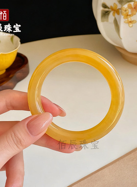 黄翡黄龙玉手镯鸡油黄玉石镯子A货玉镯玉镯女款镯子直播