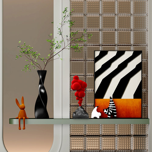 轻奢高档玄关入户摆件高级感客厅鞋柜隔断屏风柜小众艺术软装饰品 - 图0