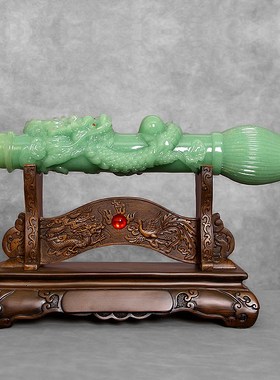 玉石毛笔摆e件发大笔财工艺品客厅博古架酒柜装饰店铺前台开业礼