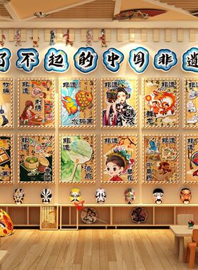 幼儿园环创材料中国风传统非遗文化主题墙面装饰成品教室布置走廊