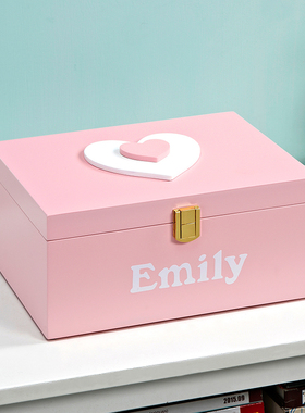 女孩饰品收纳盒桌面可爱带锁储物盒E首饰盒儿童房创意摆件家居饰