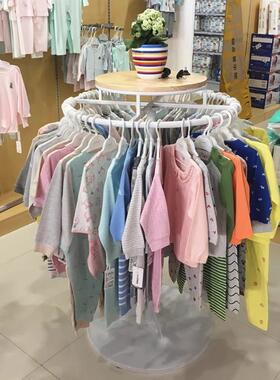 服装店中岛展示架可拆卸童装店圆形旋转陈列架落地式男女装店衣架