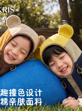 儿童卡通小熊套头帽子围脖一体帽