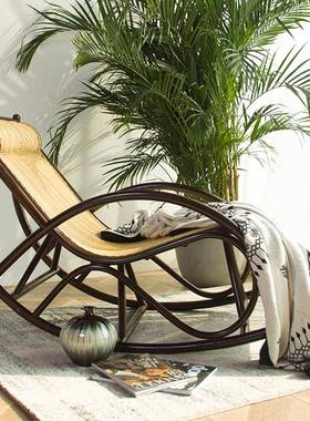 藤椅摇椅躺椅阳台家用休闲大人真藤摇摇椅午休藤编老人懒人逍