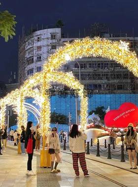 LED树叶拱门造型灯户外亮化时光隧道商场婚庆浪漫长廊装饰节