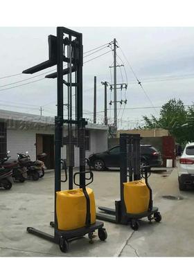 载重1吨2吨搬运车电动手推式堆高车小型液压站架式托盘叉车