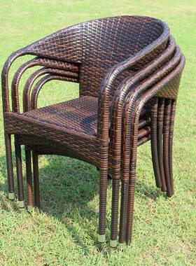 阳台桌椅藤椅三件套靠背椅仿藤条编织庭院露天户外组合户外庭院椅