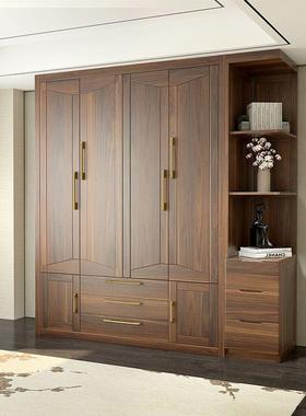 新中式乌金檀木纯实木衣柜卧室开平移46门大容量衣橱现代家用收纳