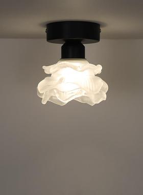 小玫瑰吸顶灯法式复古轻奢玄关灯美式民宿走廊灯现代简约过道灯