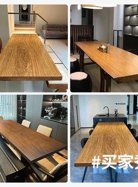 非洲柚木大板茶桌组合会议桌子书桌原木茶台办公桌