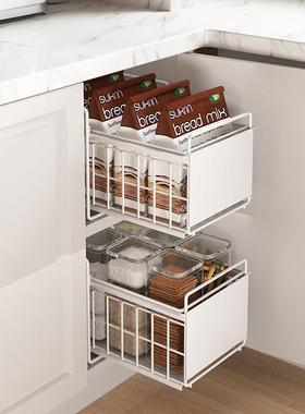 厨房下水槽置物架抽拉式调料收纳架多功能推拉分层架浴室多层架子