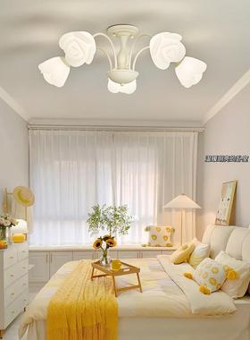 客厅灯现代简约大气玫瑰花苞网红奶油风吊灯餐厅主卧室吸顶灯具