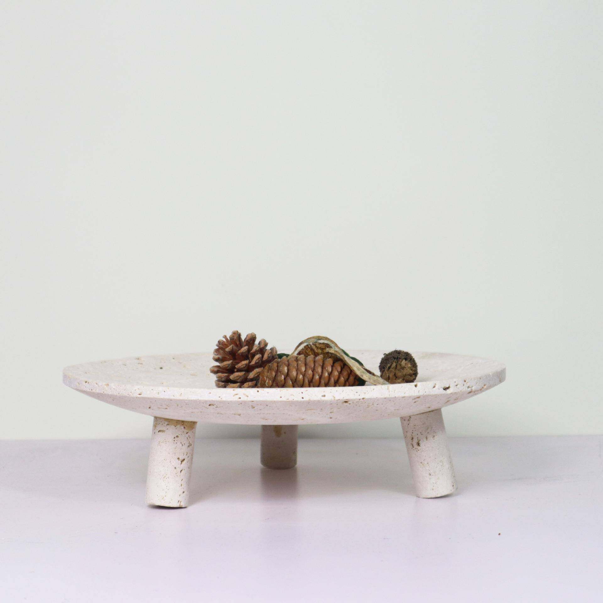 现代简约大理石黄洞石高脚托盘果盘工艺品创意摆件桌面装饰样板间,淘宝优惠券,粉丝福利购,淘宝优惠卷