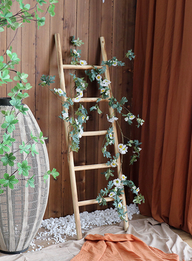 装饰梯子实木纯手工幼儿园室内y墙面花园造景道具遮挡藤蔓假花雏