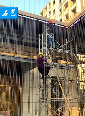 拉丝水幕室内水帘人造水景观灯光穿拉线雨帘瀑布流水景高端不锈钢