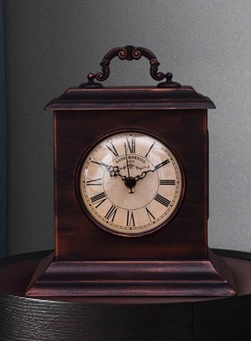 复古风怀旧座钟家居桌面个性立钟摆件古典N做旧欧式金属装饰时钟